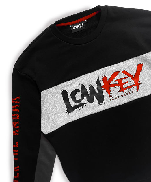 Lowkey Training Sweatshirt - Black/Heather Grey/Crimson Red – Lowkey ...