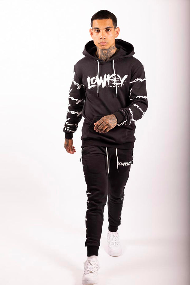 Lowkey Signature All Over Hoodie - Black - Lowkey Down Under